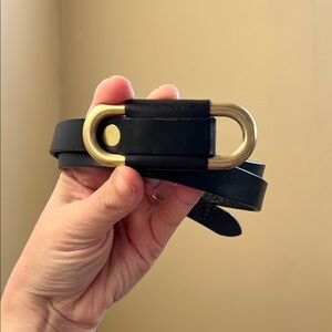 Anthropologie Black and Gold Leather Belt